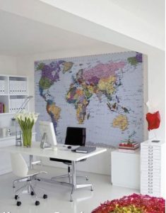 Mapa como tapiz de decoración de interiores