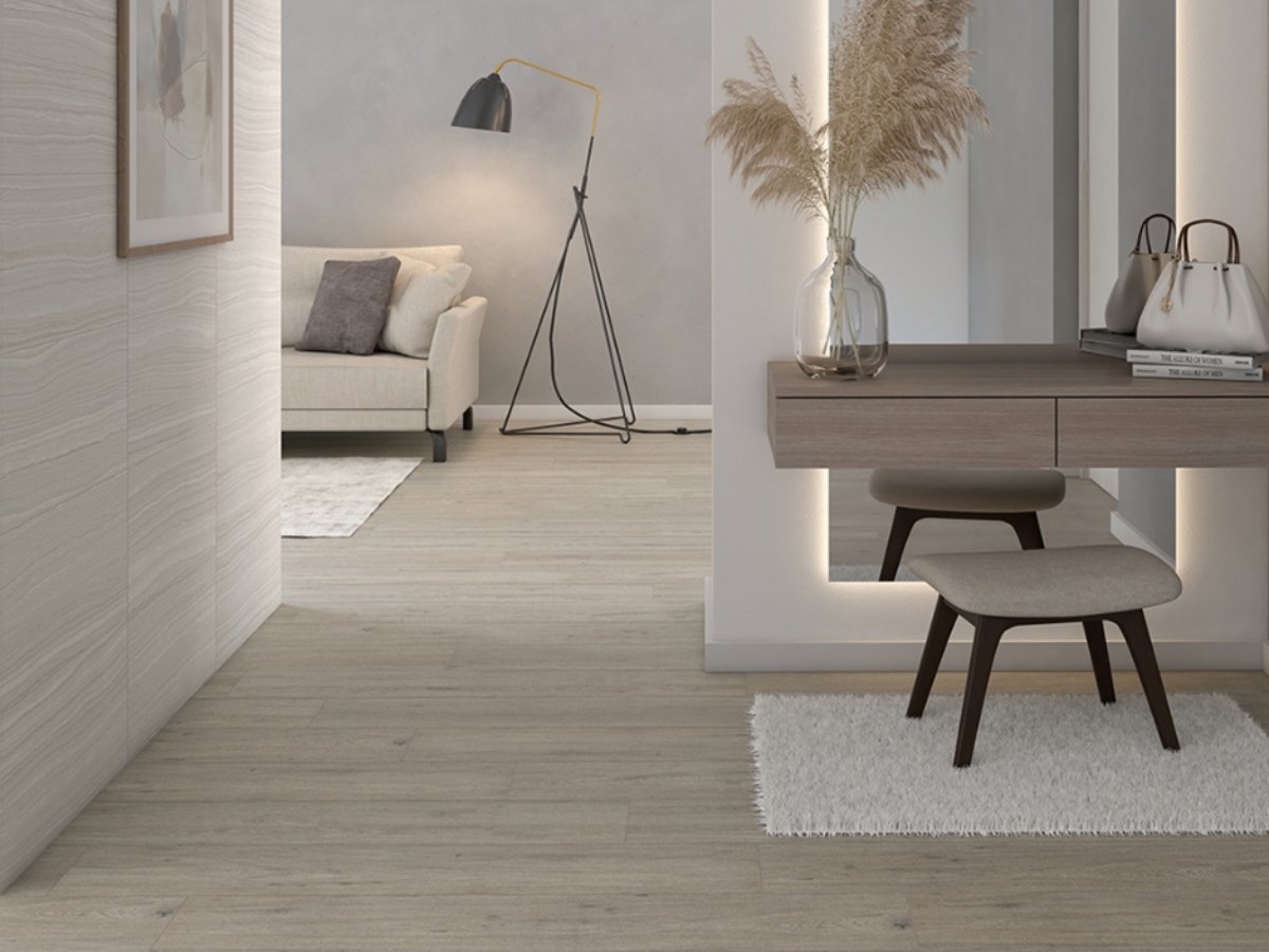 suelo de interior acabado moderno y elegante gres porcelánico con efecto madera para calcular cuanto piso comprar