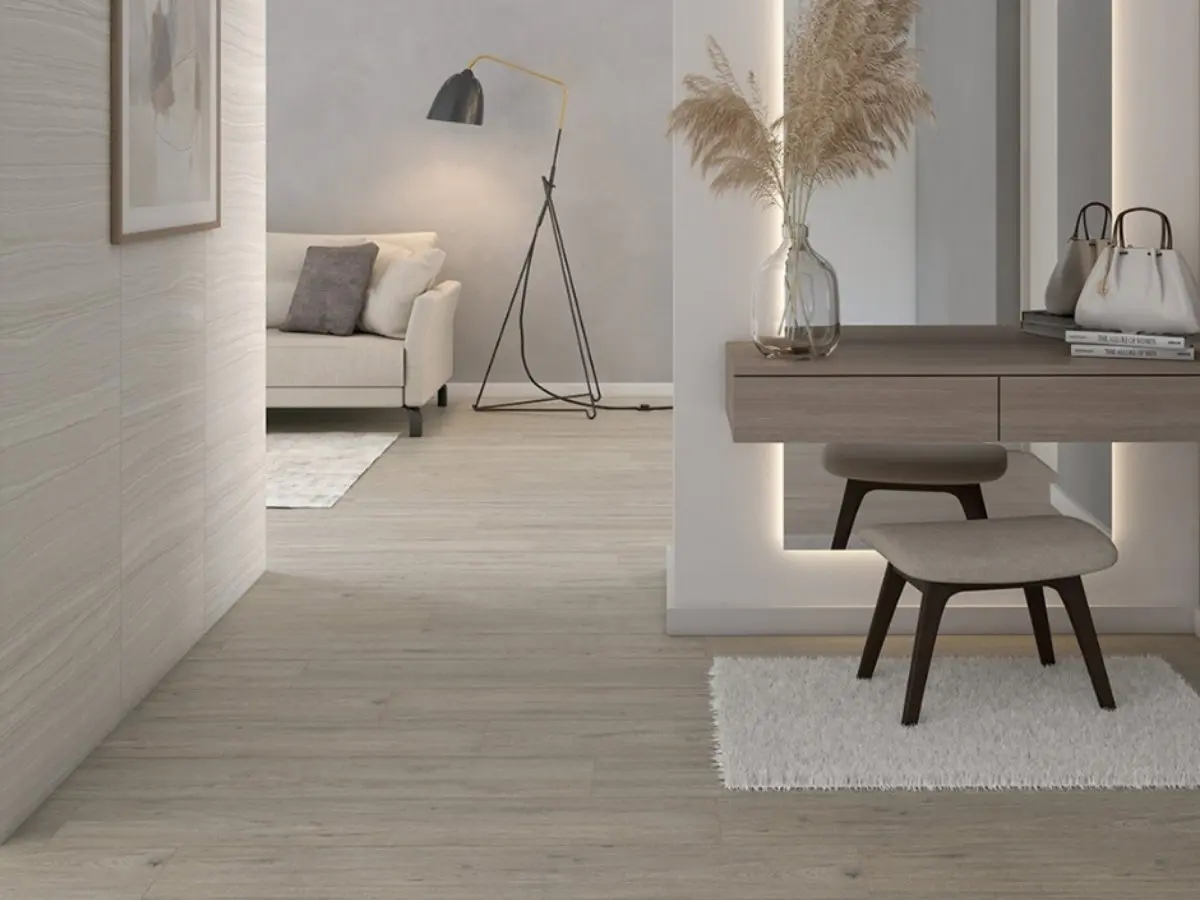 suelo de interior acabado moderno y elegante gres porcelánico con efecto madera para calcular cuanto piso comprar